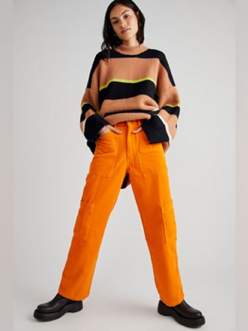 The Ragged Priest Cord Combat Corduroy Cargo Baggy Pants Trousers Free People